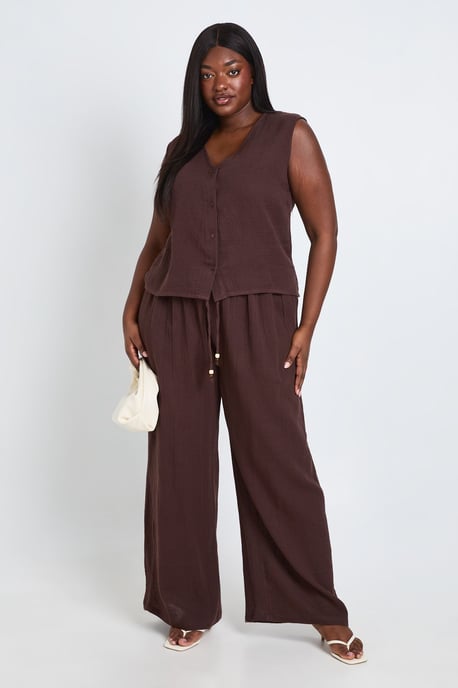 Plus Cheesecloth Waistcoat and Beaded Trouser Set - Image 1