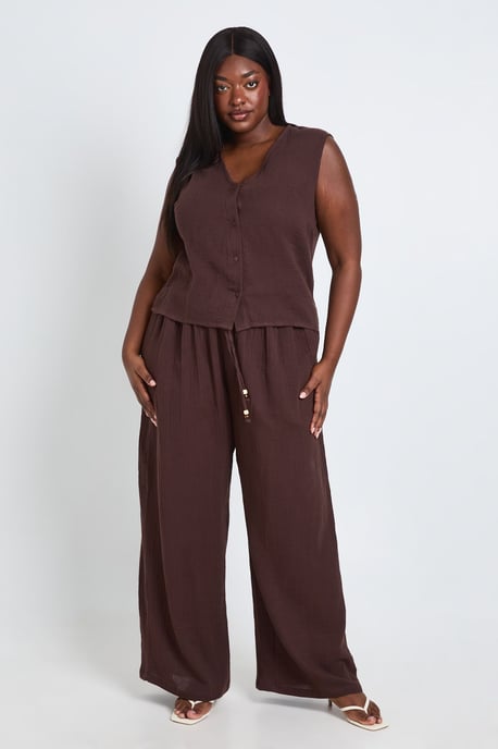 Plus Cheesecloth Waistcoat and Beaded Trouser Set - Image 4