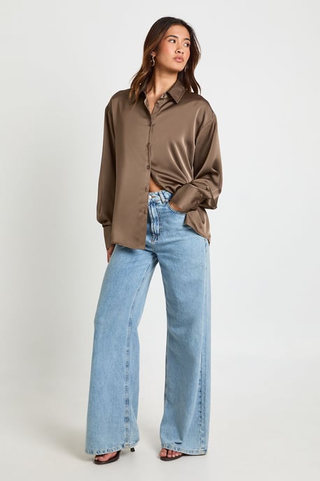 Satin Button Down Shirt - Image 3