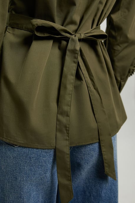 Cotton Poplin Pleat Detail Woven Shirt - Image 4