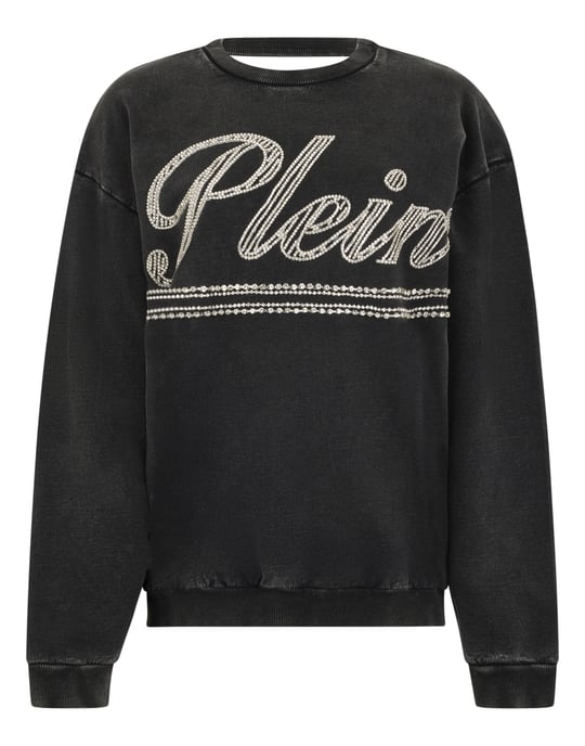 Round Neck Sweatshirt Spiderweb Strass - Image 1