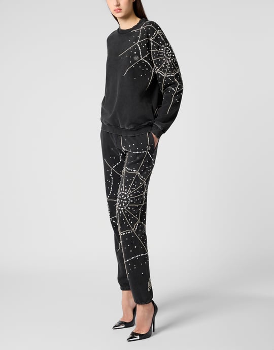 Round Neck Sweatshirt Spiderweb Strass - Image 4