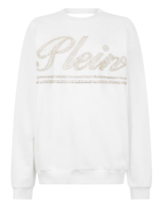 Washed Open Back Sweatshirt Strass Signature - Image 1