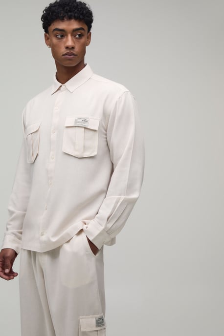 Linen Regular Cargo Shirt & Relaxed Trouser Set - Image 3