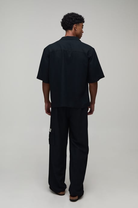 Linen Oversized Short Sleeve Cargo Shirt & Baggy Trouser Set - Image 2