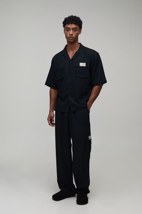 Linen Oversized Short Sleeve Cargo Shirt & Baggy Trouser Set - Image 4