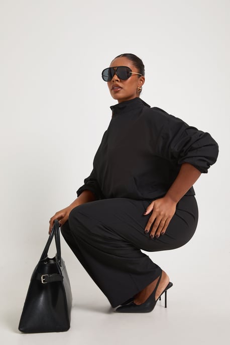 Plus Funnel Neck Half Zip Nylon Zip Up Tracksuit - Image 3