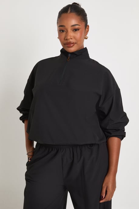 Plus Funnel Neck Half Zip Nylon Zip Up Tracksuit - Image 4