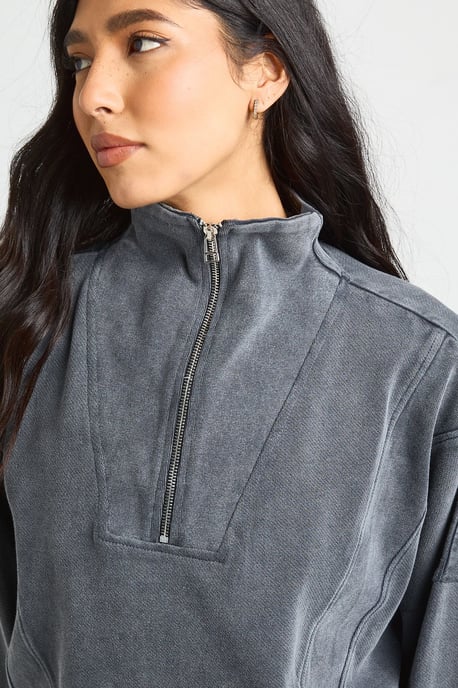 Tall Washed Half Zip Funnel Neck Tracksuit - Image 4