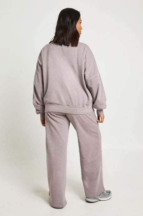 Plus Washed Funnel Neck Sweatshiirt Tracksuit - Image 2