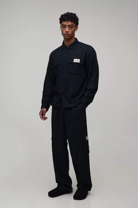 Linen Regular Cargo Shirt & Relaxed Trouser Set - Image 1