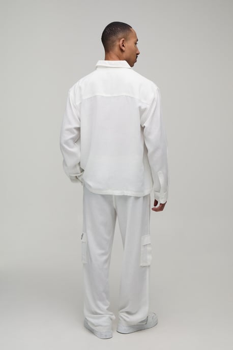 Linen Regular Cargo Shirt & Relaxed Trouser Set - Image 2