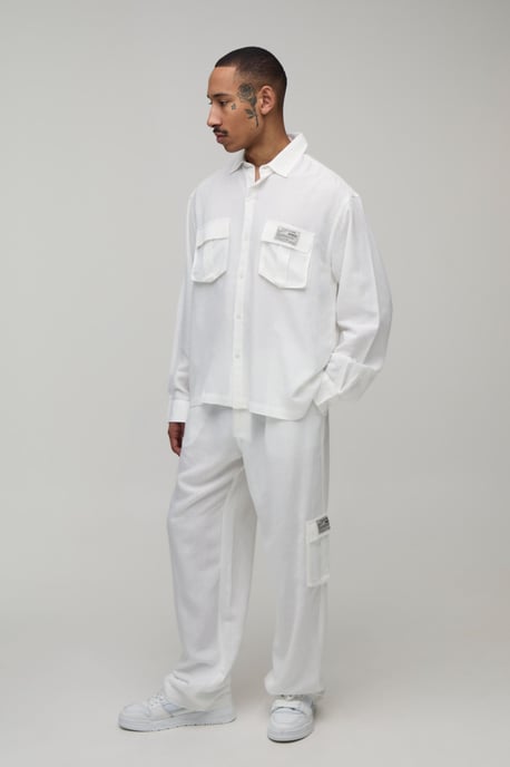 Linen Regular Cargo Shirt & Relaxed Trouser Set - Image 4