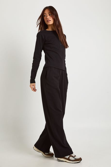 Tall Cotton Button Through Crew Neck Top & Trouser Co Ord - Image 1