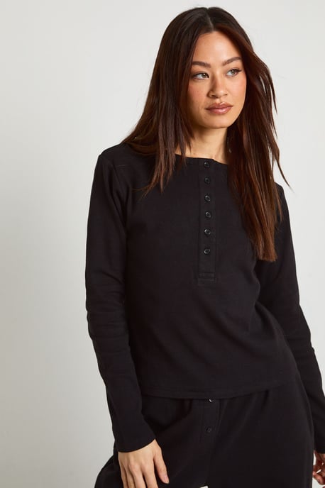 Tall Cotton Button Through Crew Neck Top & Trouser Co Ord - Image 3