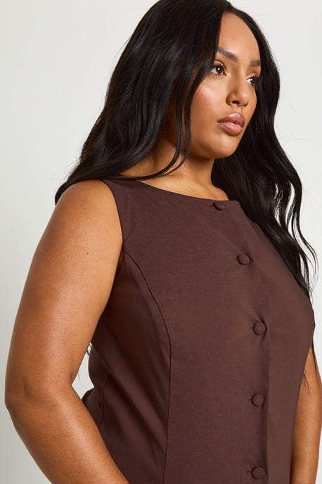 Plus Super Stretch Fitted Long Line Waistcoat & Wide Leg Trousers - Image 4