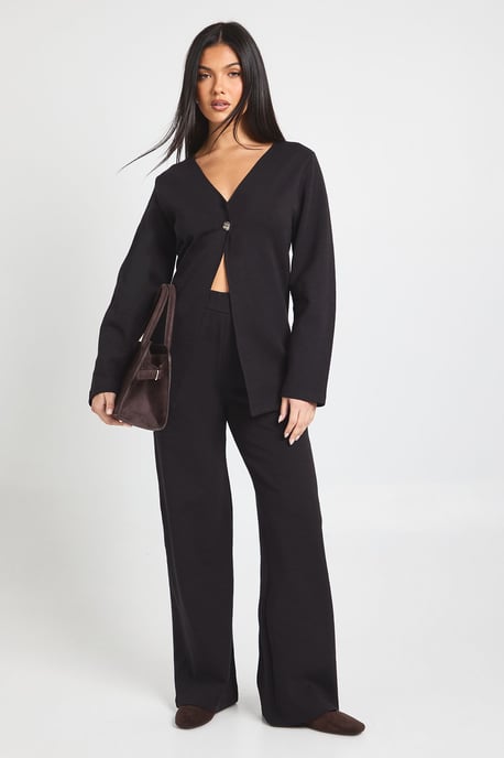 Interlock Balloon Sleeve Button Detail Cardigan and Trouser Co-ord - Image 3