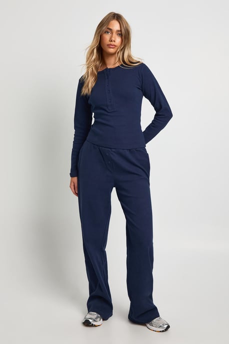 Cotton Button Through Crew Neck Top & Trouser Co Ord - Image 3