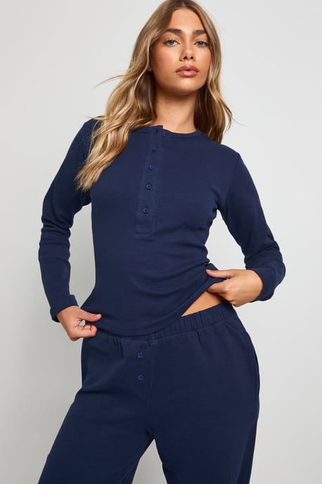 Cotton Button Through Crew Neck Top & Trouser Co Ord - Image 4