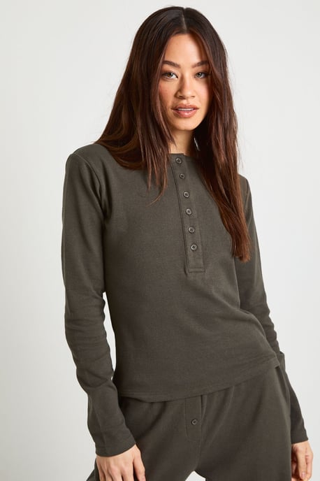 Tall Cotton Button Through Crew Neck Top & Trouser Co Ord - Image 3