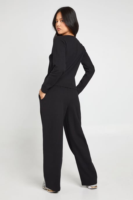 Petite Cotton Button Through Crew Neck Top & Trouser Co Ord - Image 3