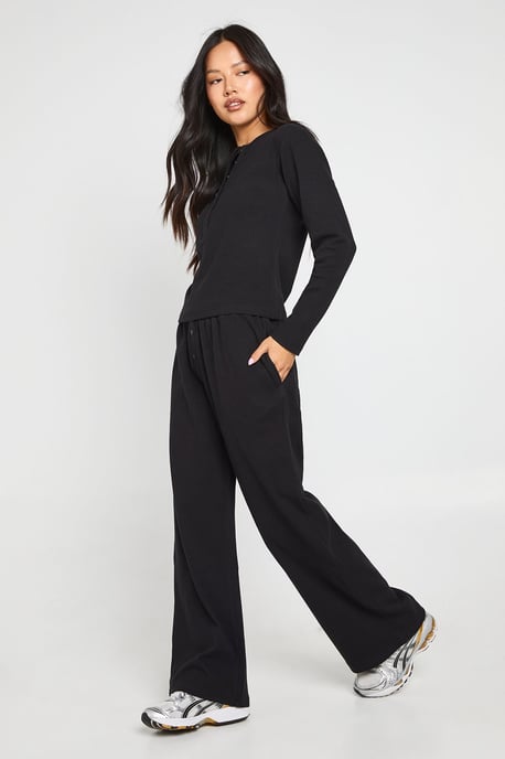 Petite Cotton Button Through Crew Neck Top & Trouser Co Ord - Image 4