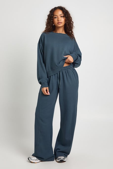 Washed Ribbed Detail Straight Leg Tracksuit - Image 3