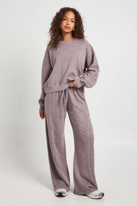 Washed Ribbed Detail Straight Leg Tracksuit - Image 3