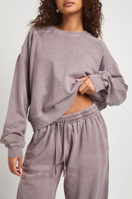 Washed Ribbed Detail Straight Leg Tracksuit - Image 4