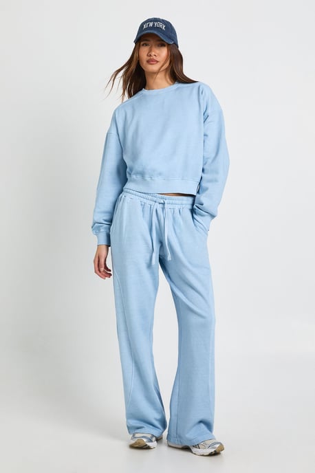Washed Ribbed Detail Straight Leg Tracksuit - Image 1