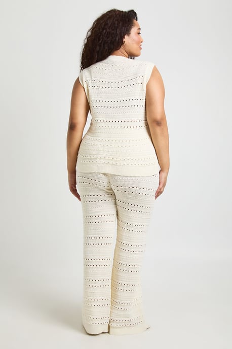 Plus Crochet Knit Longline Top and Trouser Co-Ord - Image 2