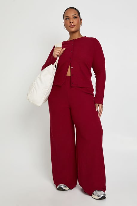 Plus Rib Button Cardigan and Trouser Co-Ord - Image 1