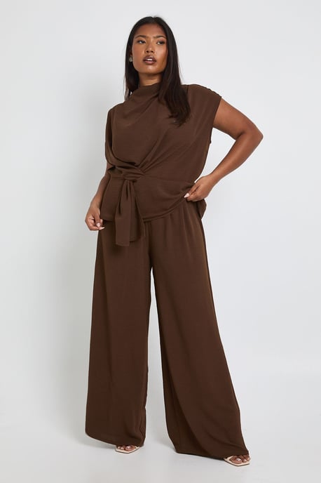 Plus Woven Drape Blouse & Trouser Co-Ord - Image 3