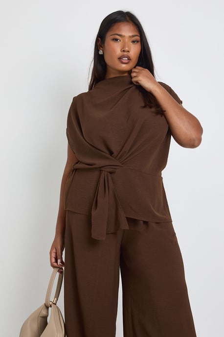 Plus Woven Drape Blouse & Trouser Co-Ord - Image 4