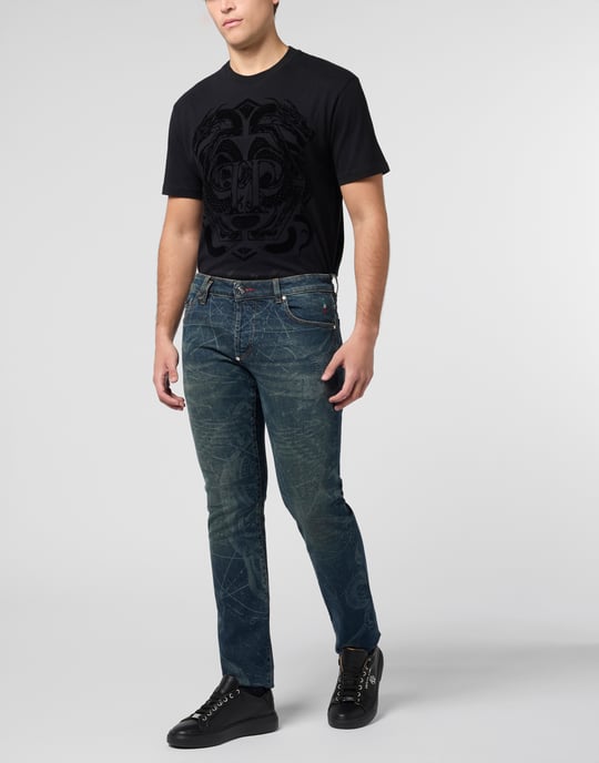 Printed Super Straight Cut Jeans Tattoo - Image 4