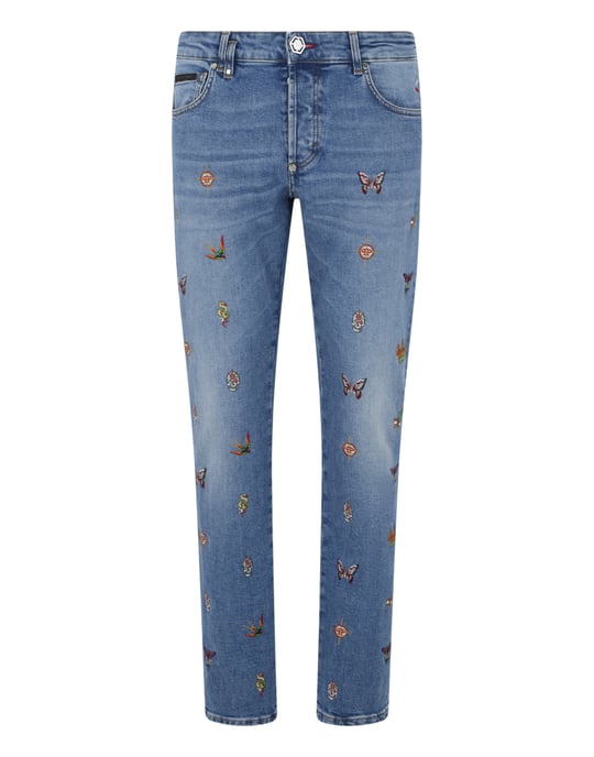 Embroidered Super Straight Cut Jeans - Image 1