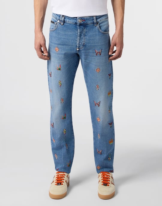 Embroidered Super Straight Cut Jeans - Image 2