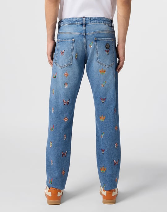 Embroidered Super Straight Cut Jeans - Image 5