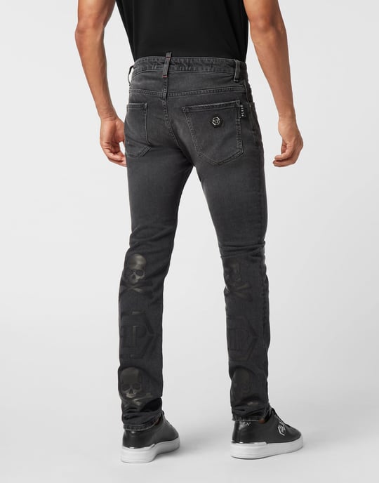 Super raka jeans med monogrammärken - Image 5