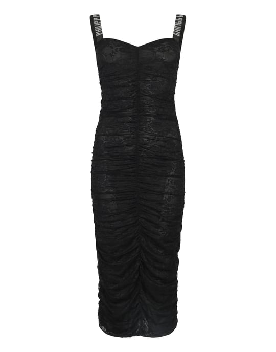 Wrinkled Lace Long Dress - Image 1