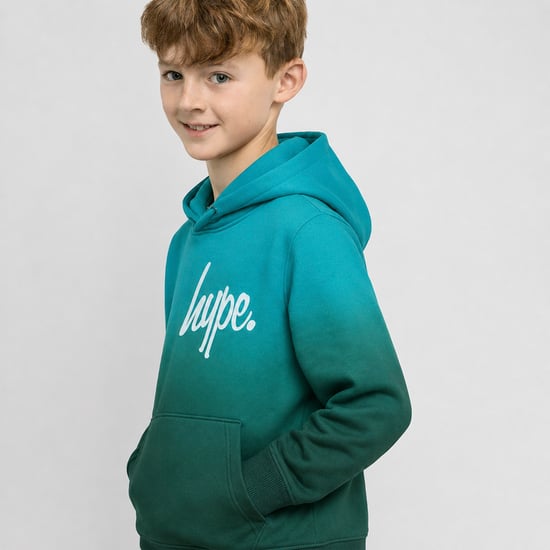 Teal Ombre Pojkar Hoodie Mjuk Avslappnad Barntröja Bekväm Passform - Image 4