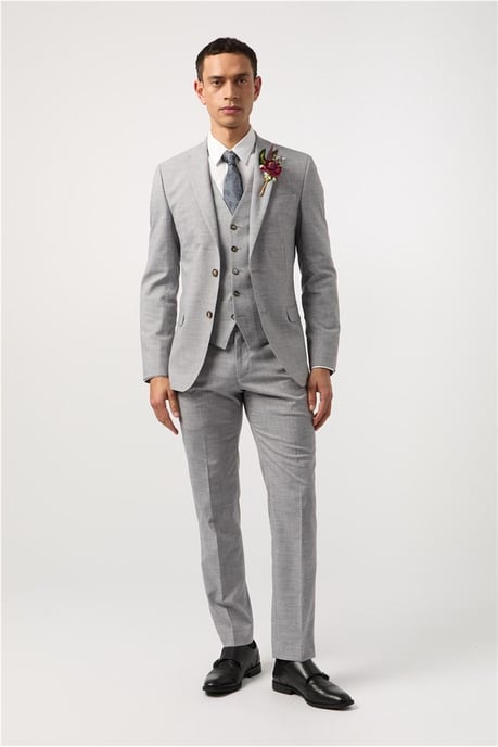 Single Breasted Two Button Slim Fit Suit Jacket - Image 3