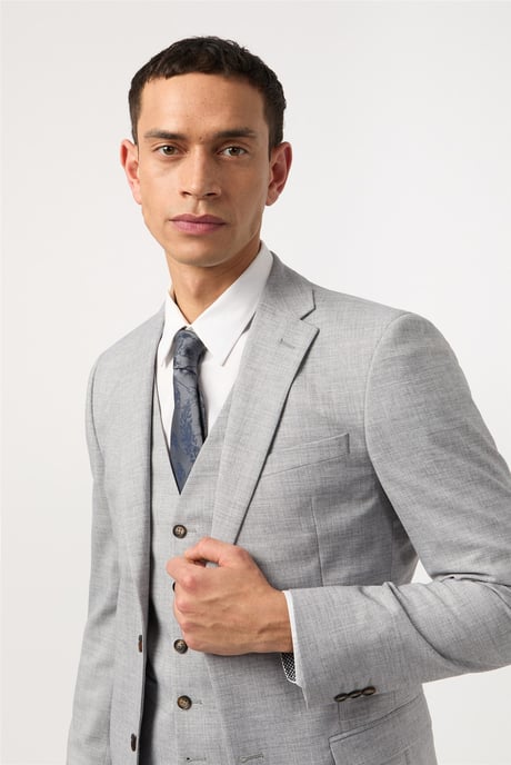 Single Breasted Two Button Slim Fit Suit Jacket - Image 5
