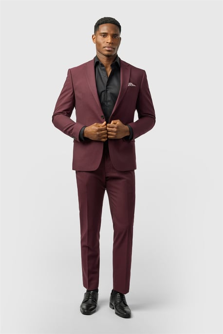 Single Breasted Two Button Slim Fit Suit Jacket - Image 3
