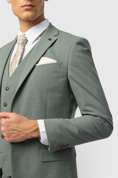 Single Breasted Two Button Slim Fit Suit Jacket - Image 4