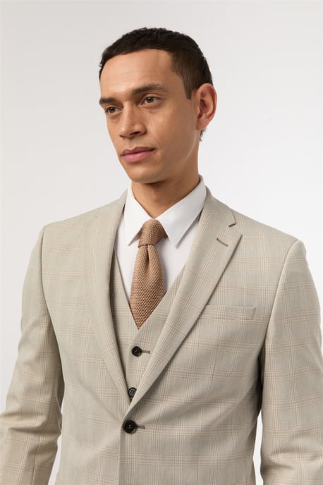 Single Breasted Two Button Slim Fit Suit Jacket - Image 5