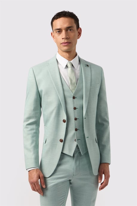 Single Breasted Two Button Slim Fit Suit Jacket - Image 1