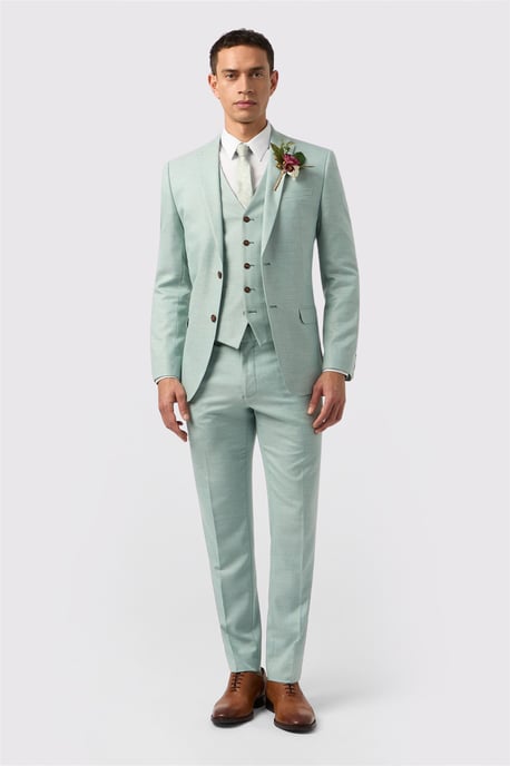 Single Breasted Two Button Slim Fit Suit Jacket - Image 3
