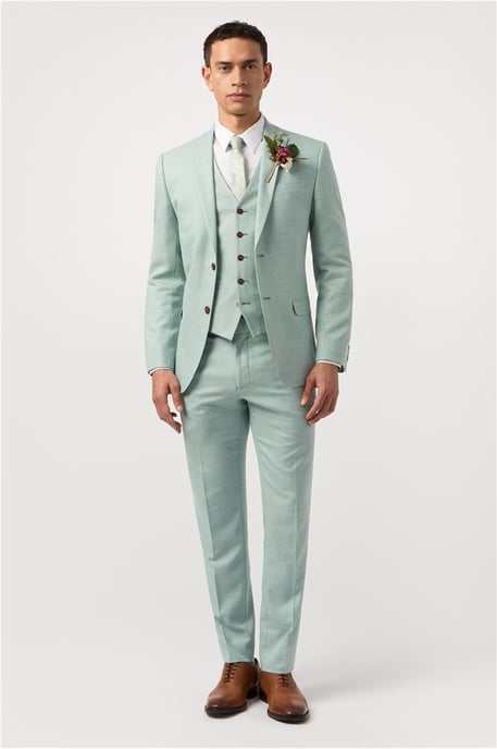 Single Breasted Two Button Slim Fit Suit Jacket - Image 6