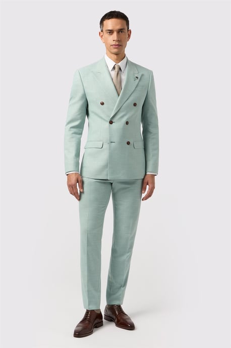 Double Breasted Six Button Slim Fit Suit Jacket - Image 2